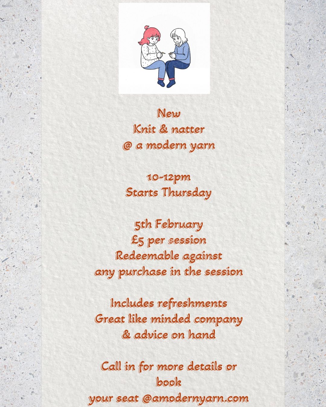 Thursday 5th February Knit / Crochet get together.