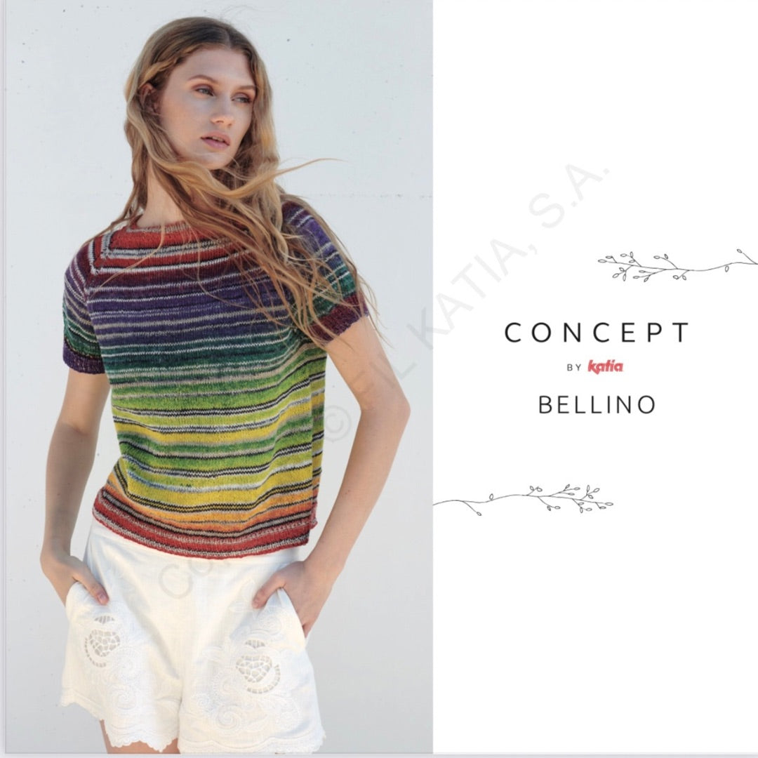 Katia 4ply cotton top down T shirt - Free PDF pattern download