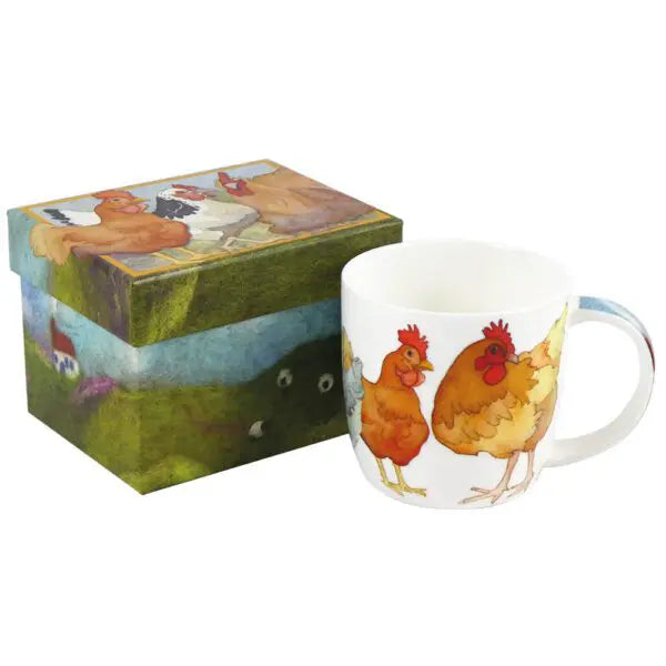 Felted Chickens Bone China Mug With Gift Box