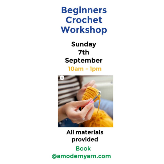 Beginner Crochet Class Sunday September 7th 10am - 1pm