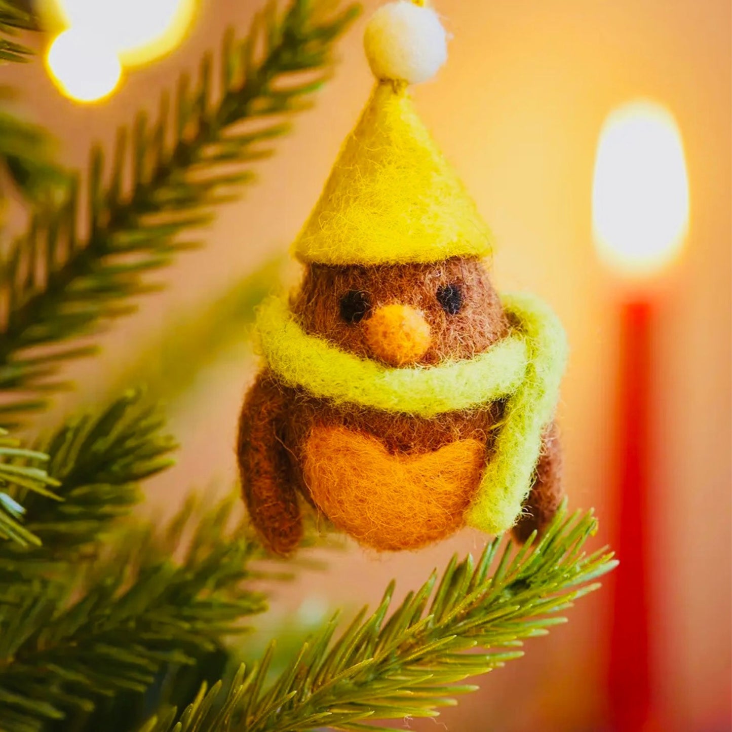 Felted Hanging Robin Christmas Decorations