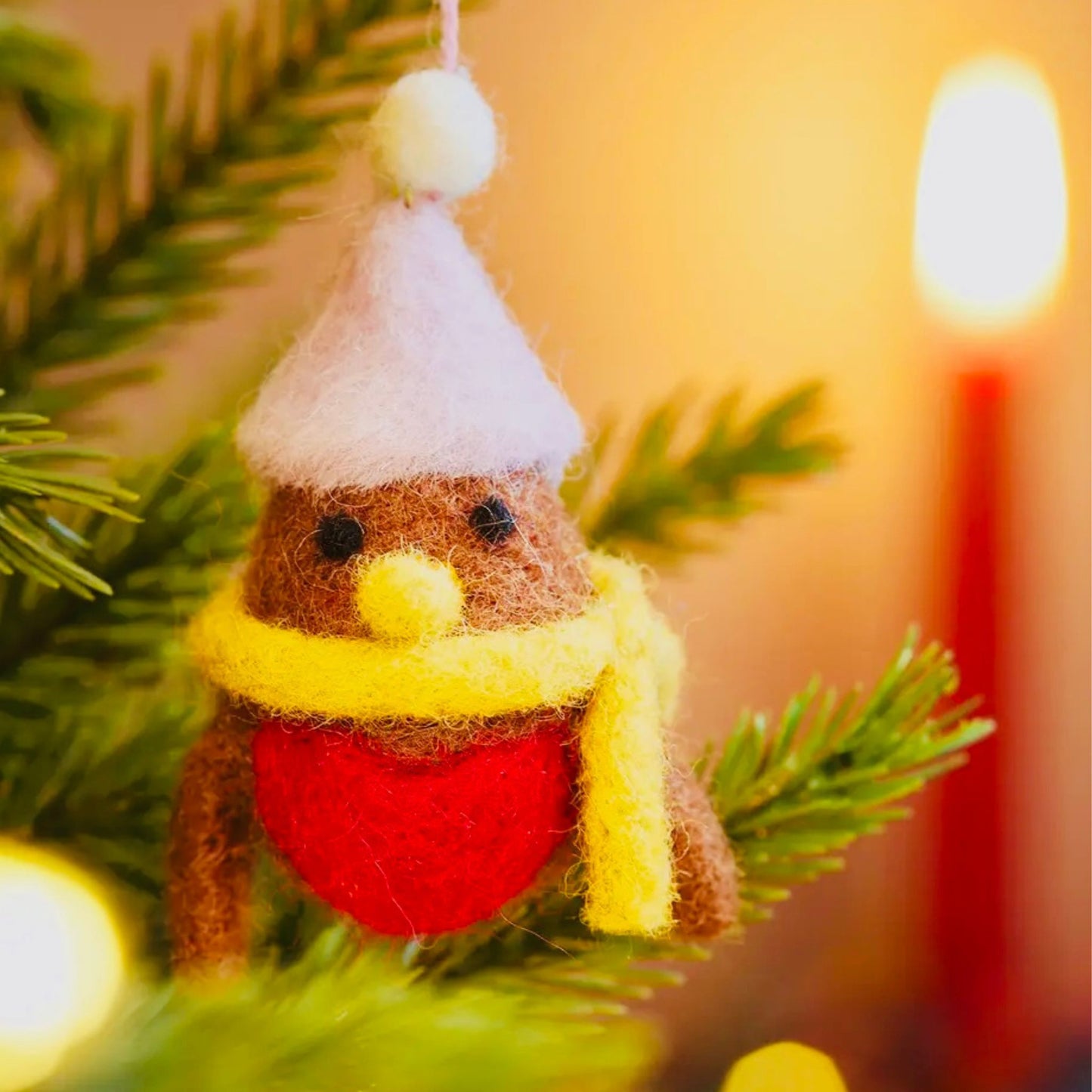 Felted Hanging Robin Christmas Decorations