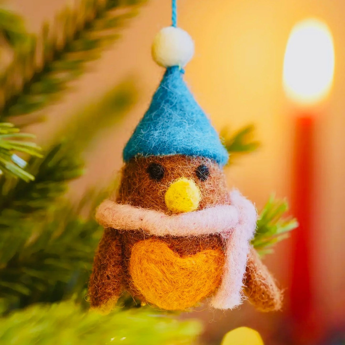 Felted Hanging Robin Christmas Decorations