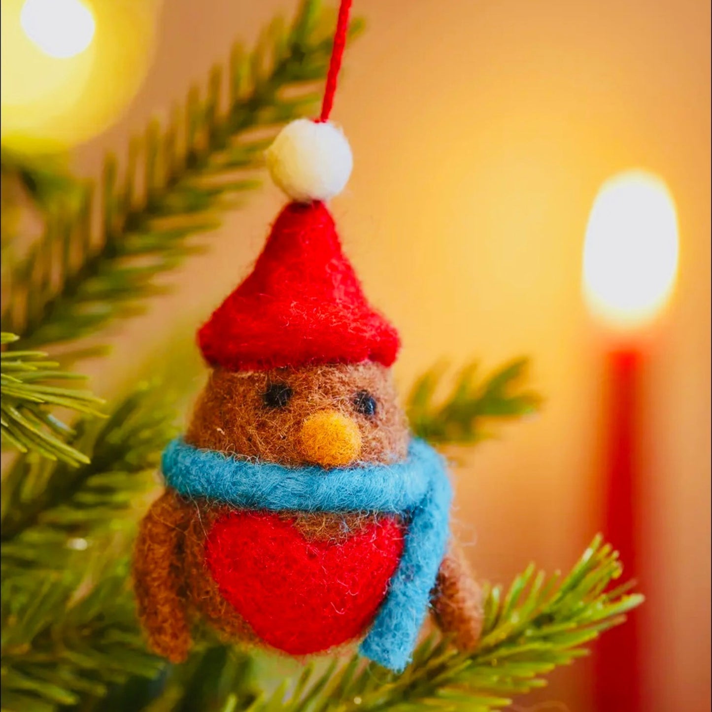 Felted Hanging Robin Christmas Decorations