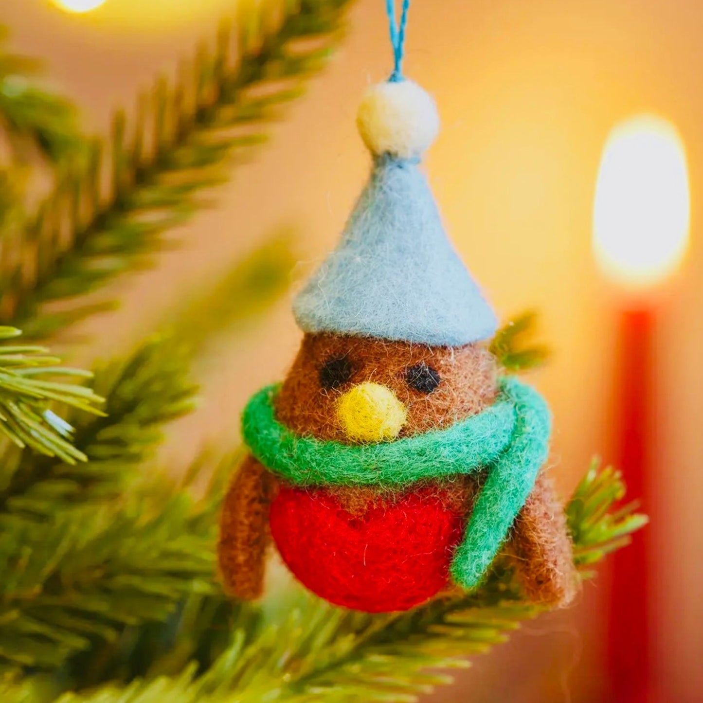 Felted Hanging Robin Christmas Decorations