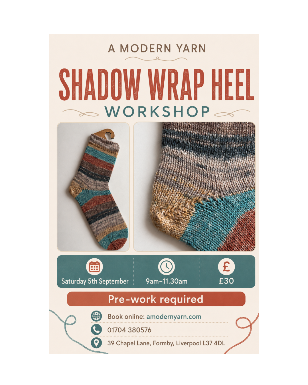 Shadow Wrap Heel Workshop Saturday 5th September 9am - 11.30am. Pre work required.