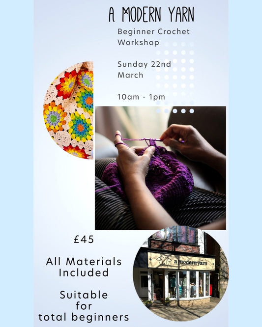 Beginner Crochet Class. Sunday March 22nd 10am - 1pm
