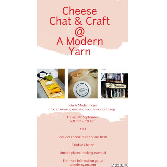 Cheese Chat & Craft. Friday 19th September 5.30pm - 7.30pm