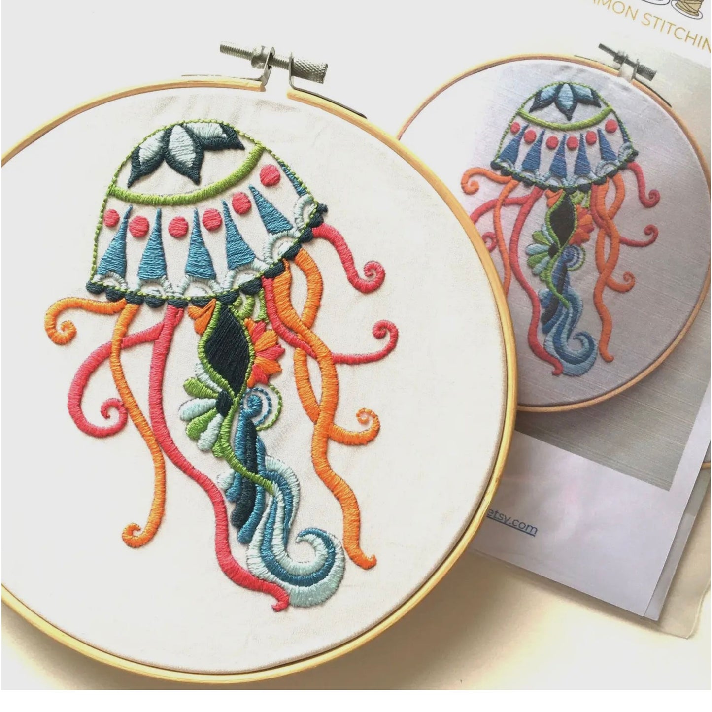 Jelly Fish Embroidery Kit by Cinnamon Stitching